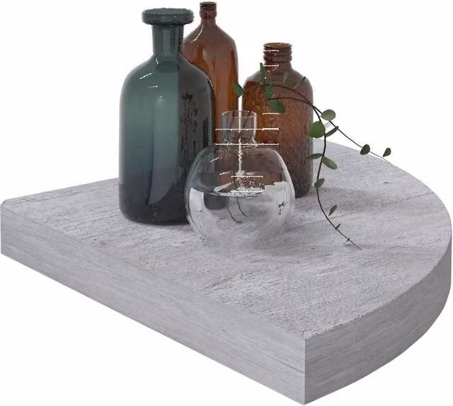 Berkfield Home Set of 4 Wall Mounted Corner Shelves in Concrete Grey MDF and Metal, W/D/H: 35 x 35 x 3.8 cm – 1