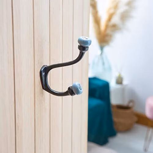 Hammer and Tongs Grey Ceramic Ball Hat and Coat Hooks in Black, Pack of 10, H: 105 mm – 5