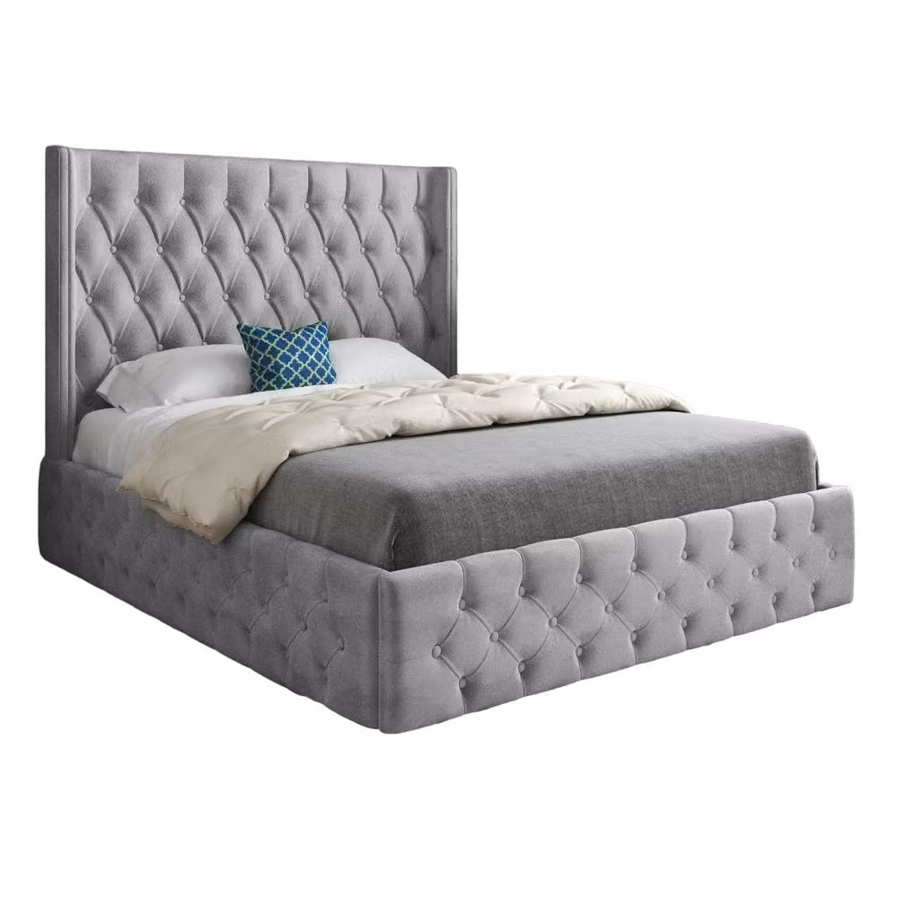 Casani Tackley Super King Upholstered Velvet Bed Frame in Grey – 3