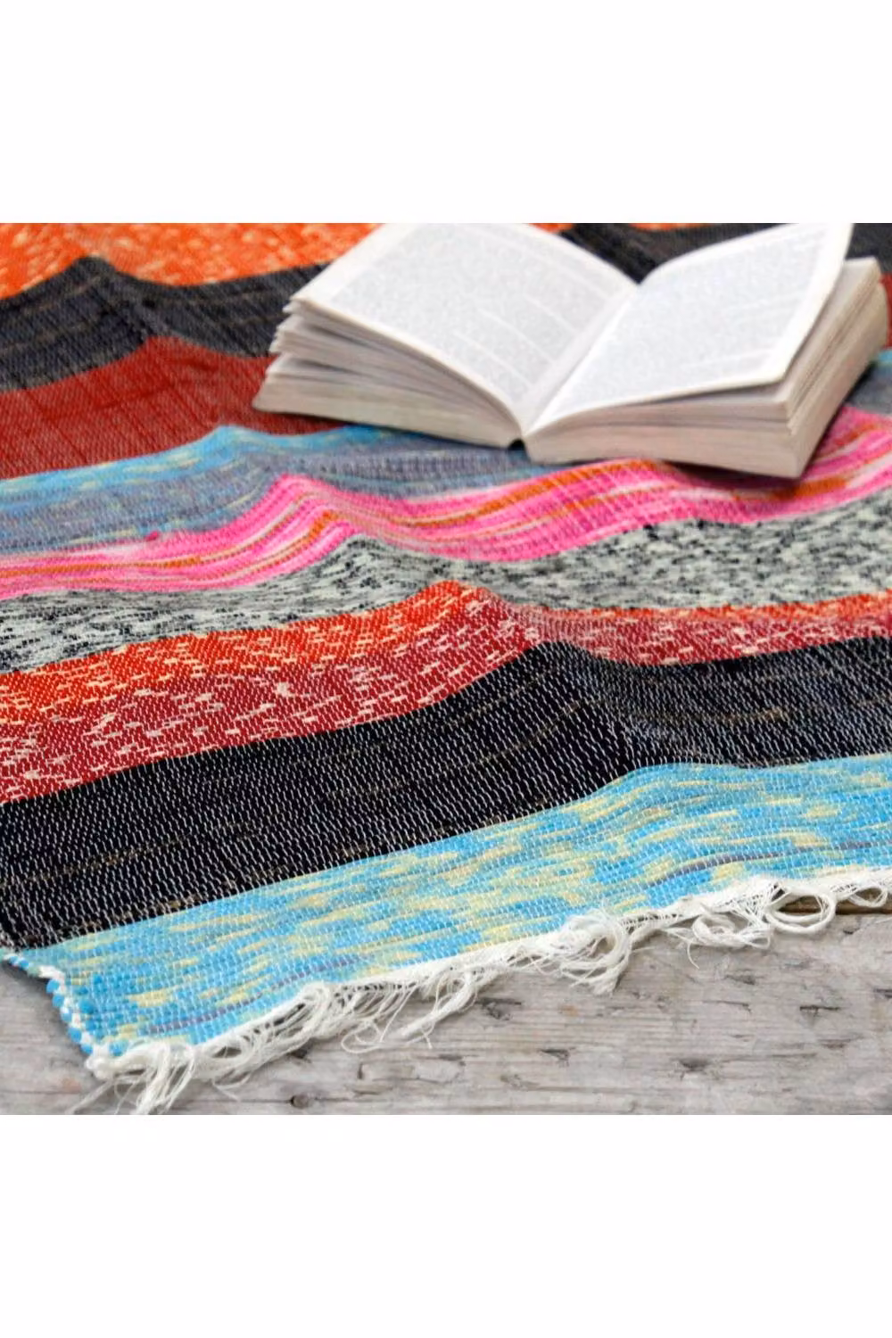 KDMD Multicolour Striped Rectangular Rag Rug, W: 156 cm, D: 90 cm – 4