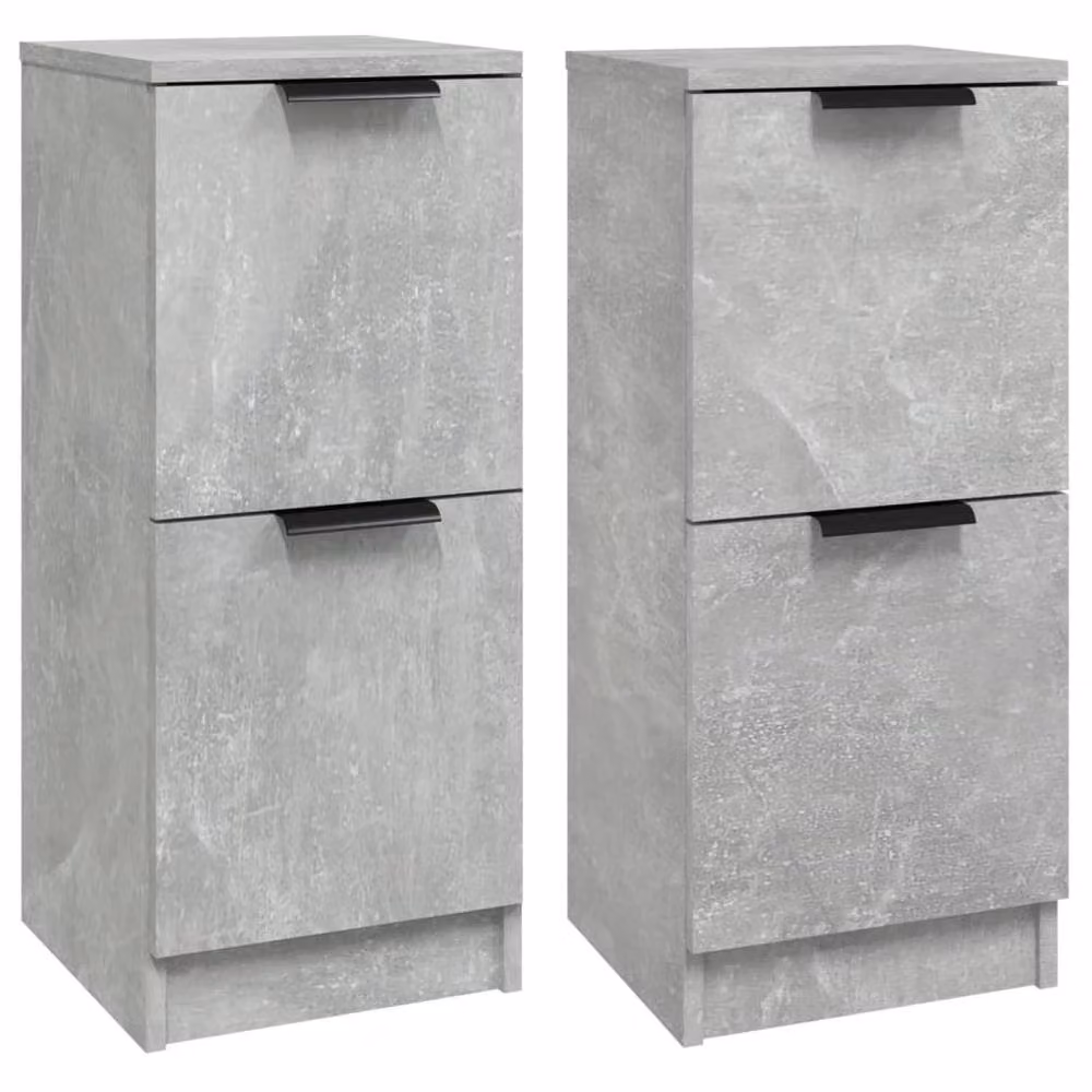 Berkfield Home Set of 2 Modern Sideboards in Concrete Grey, W/D/H: 30 x 30 x 70 cm – 2