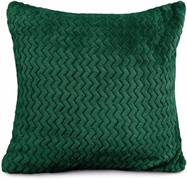 Velosso Moda Plush Fleece Filled Square Cushion in Green, W x D: 43 x 43 cm