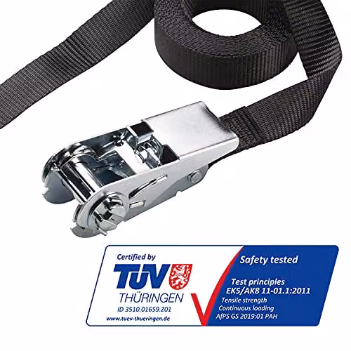 Master Lock Black and Silver Polyester Ratchet Tie-Down Strap, Length: 5 m, Width: 25 mm – 2