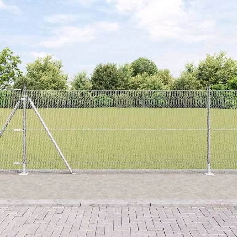 Berkfield Home Hexagon Fence in Silver Galvanised Steel, 0.8 x 50 m