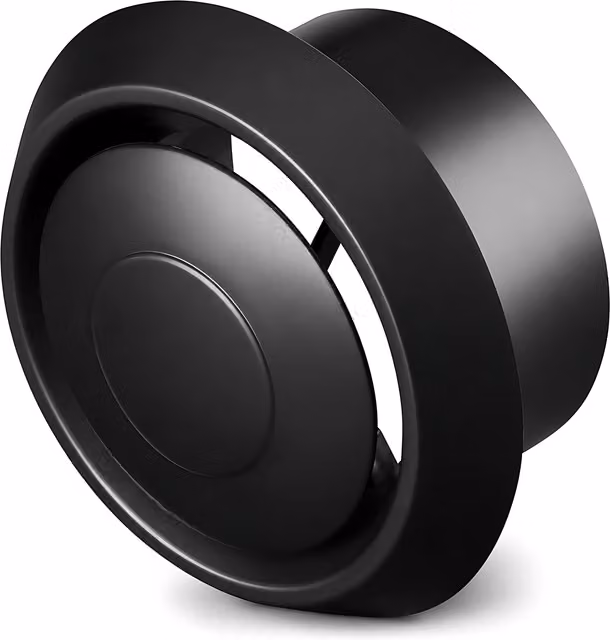 Sola Round Ceiling Air Vent Diffuser with Adjustable Airflow Plate, Black, Face Diameter: 150 mm