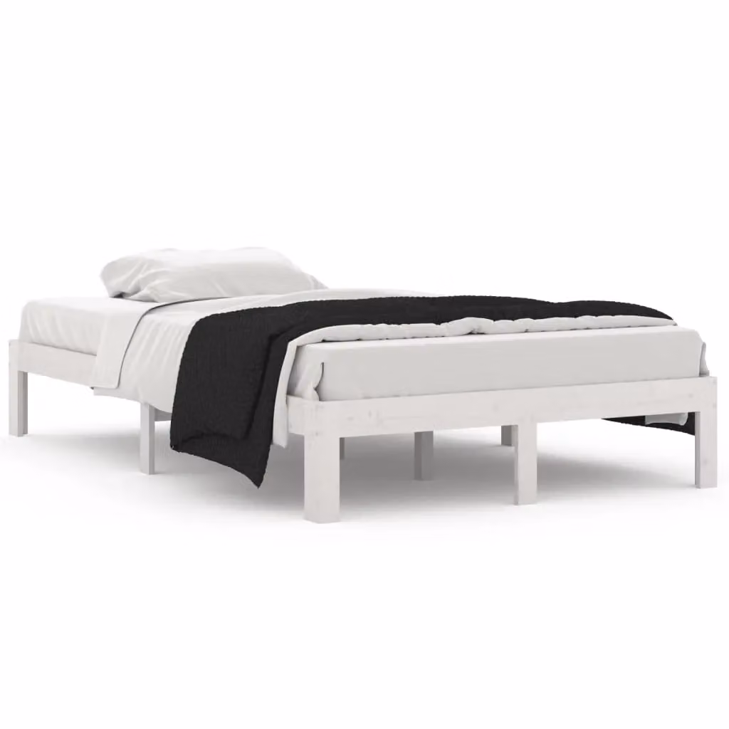 Berkfield Home Small Double Bed Frame in White Solid Pine, W/D/H: 120 x 200 cm – 2