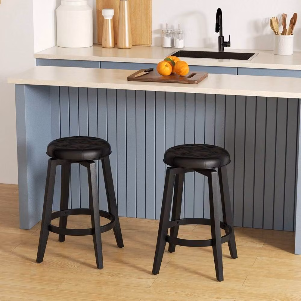 VOGREX Upholstered Counter Height Bar Stool in Black – 2