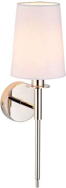 Loops Modern Silver Nickel Plated LED Wall Light with White Fabric Cylinder Shade