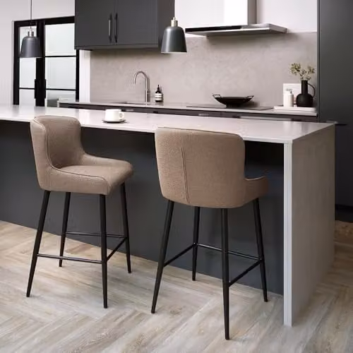 Bentley Designs Rubens Bar Stools in Beige Boucle (Pair) – 1
