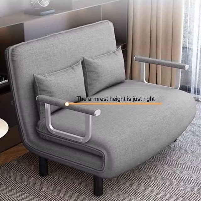 KORVIXA 2 Seater Fabric Sofa Bed in Grey with Sleeping Function