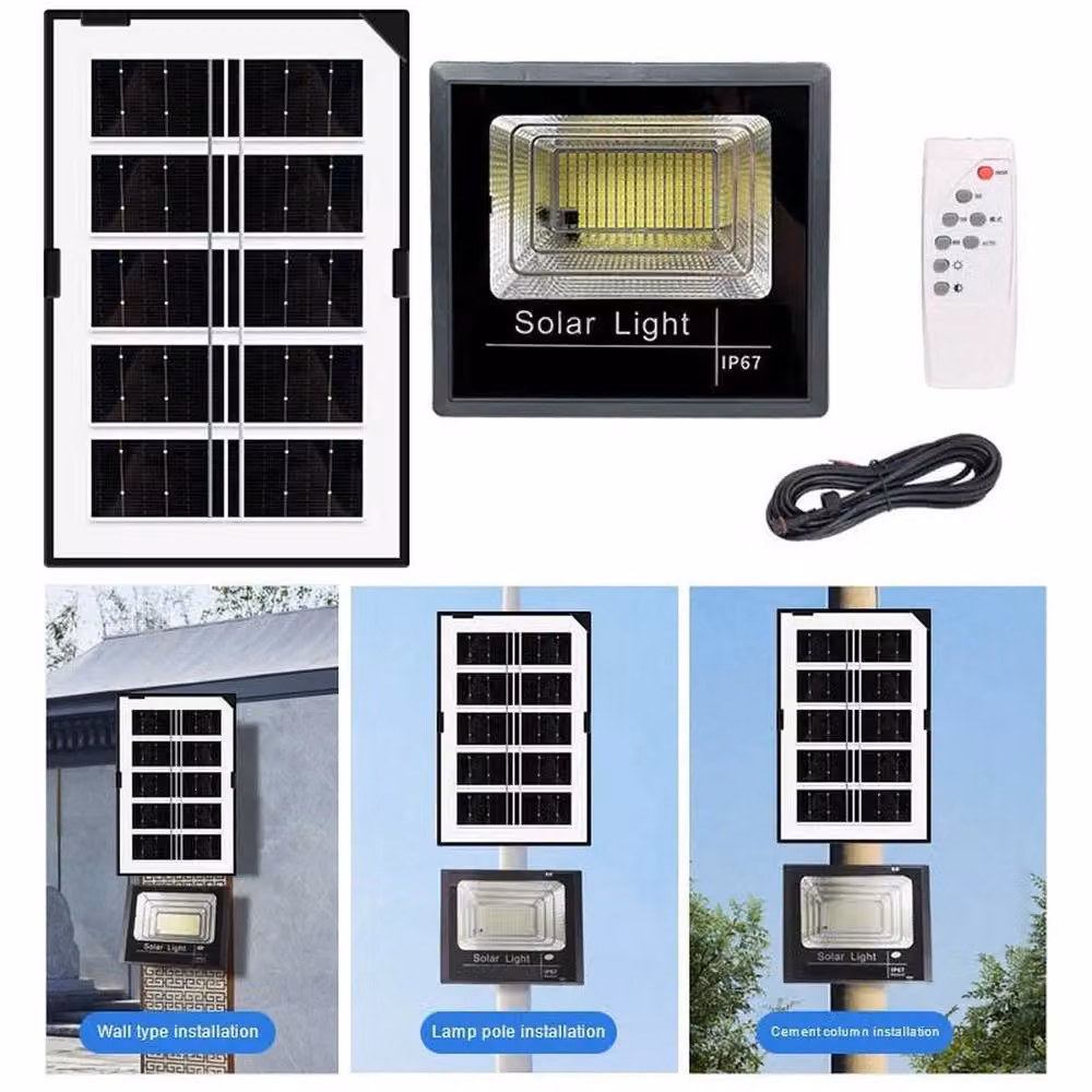 NESTLUNE 500W 170LED Solar Street Floodlight with Remote Control in Black – 6