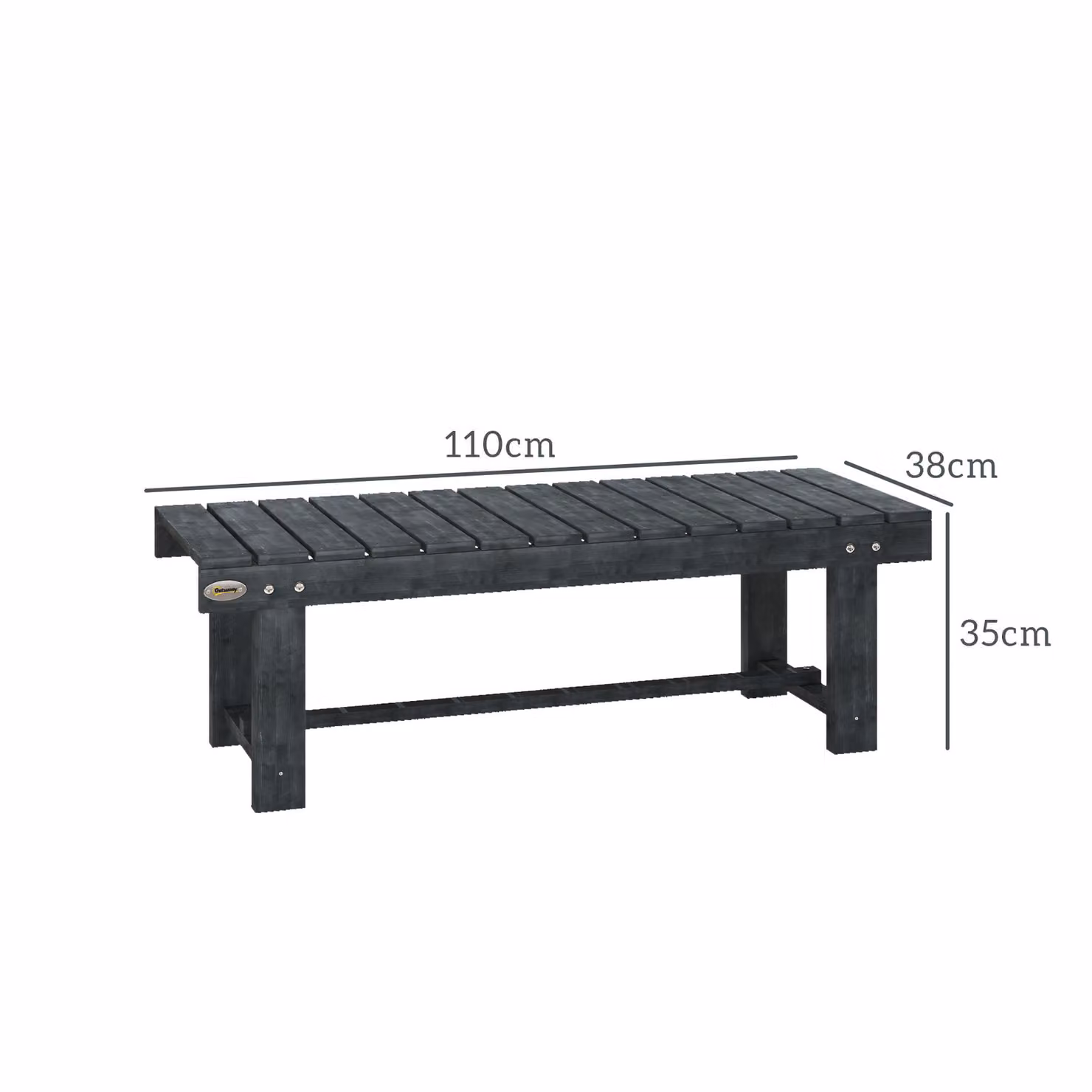 Outsunny 2-Seater Grey Wooden Garden Bench – 3