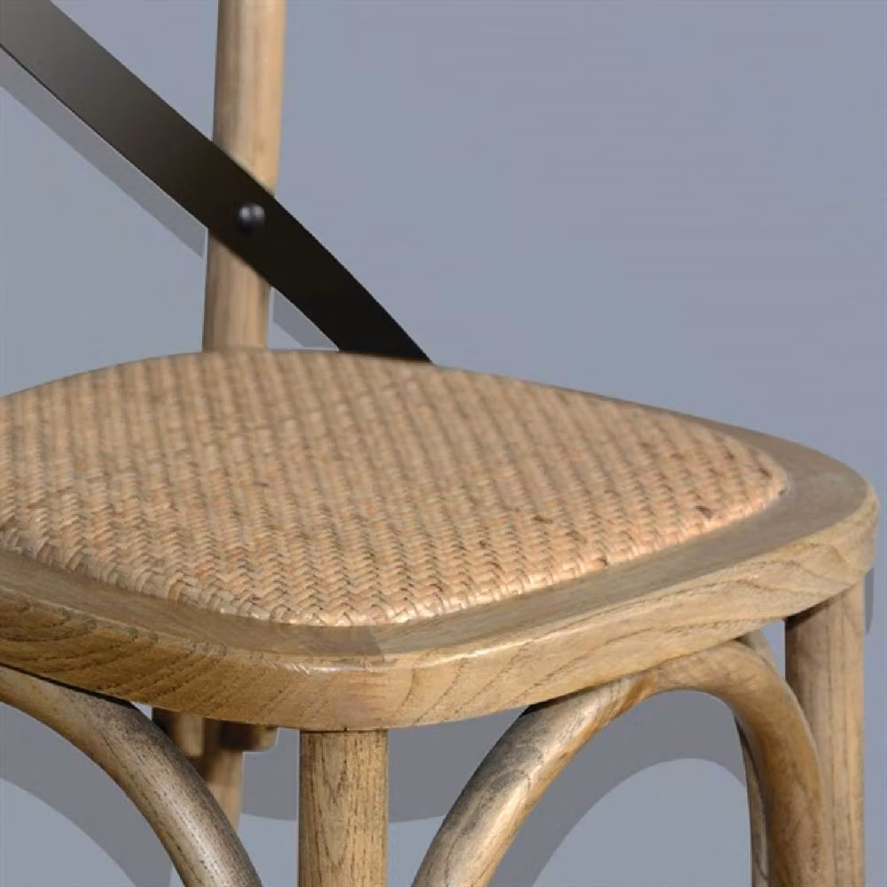 netfurniture Arlington Retro Birch Wood Stool with Rattan Seat Pad in Brown – 2