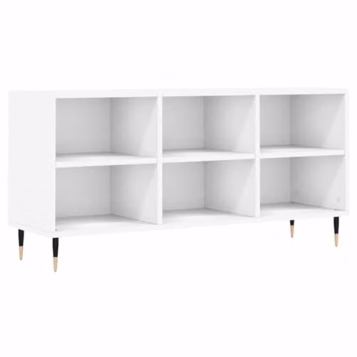 vidaXL Modern High Gloss White TV Cabinet with MDF and Metal Construction – 1