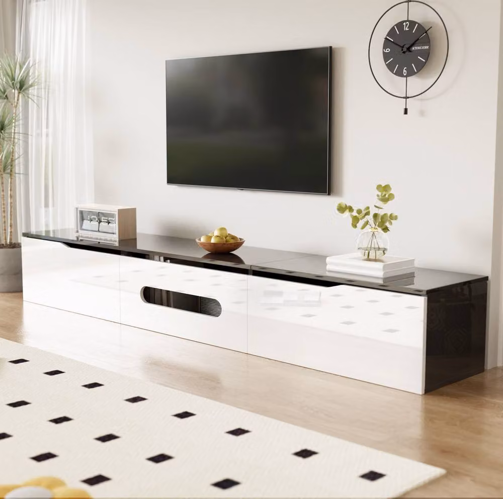 STILVORA Modern Glossy TV Stand with LED Lighting and Storage, Multicolour, Width: 180 cm – 4