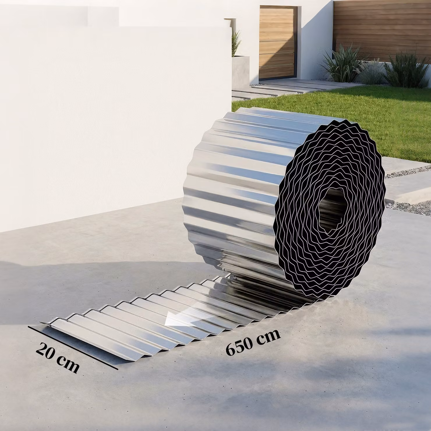 Outsunny Galvanised Steel Corrugated Metal Garden Edging Border, Silver Tone – 3