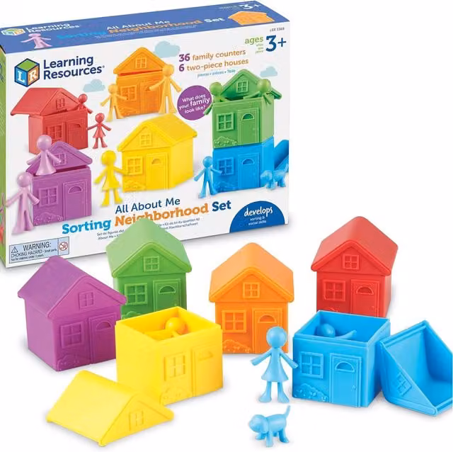 Learning Resources All About Me Sorting Neighbourhood Set with Colour Counters and Houses in Multicolour and White