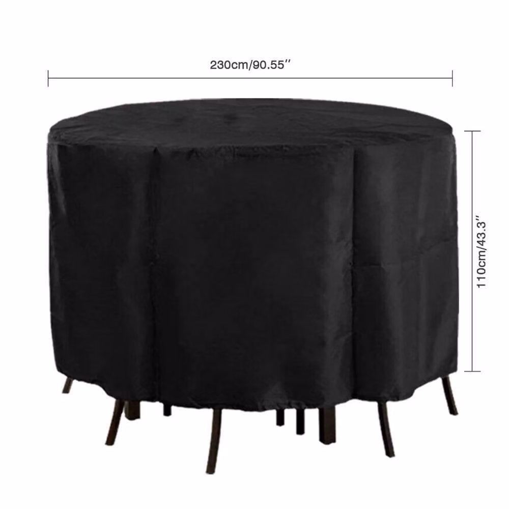 EONLION Waterproof Round Outdoor Garden Furniture Cover in Black, Diameter: 230 cm – 2
