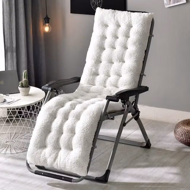 Livingandhome Sherpa Fleece Chair Pad with Non-Slip Base, White, W: 160 cm