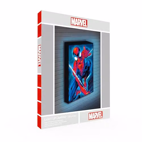 Menkind Marvel Comics Spider-Man LED Light Up Multicolour Canvas Wall Art W: 30 cm, H: 40 cm – 3
