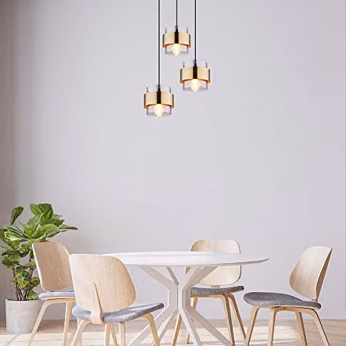 Globo Lighting Milley Pendant Light with Transparent Glass and Gold/Brass Rings, Diameter: 45 cm – 4