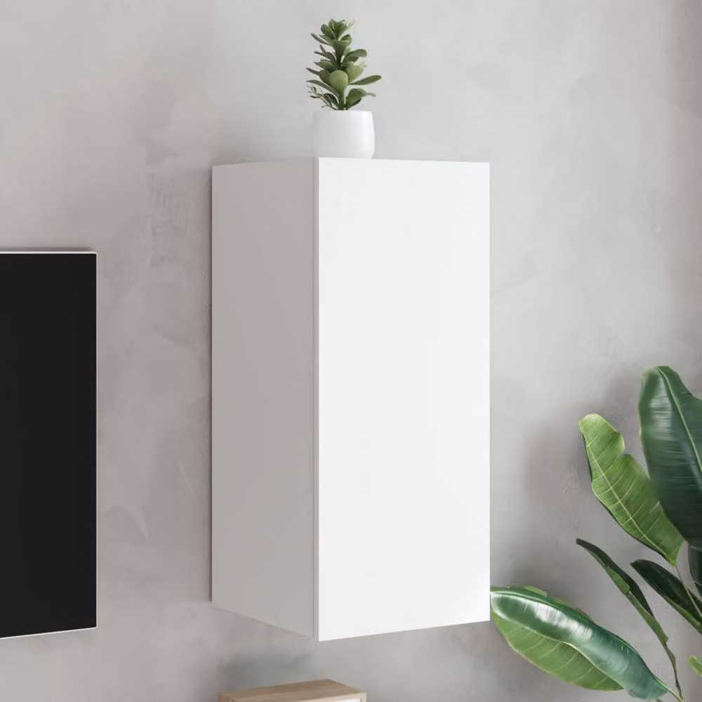 Berkfield Home Modern White TV Wall Cabinet with LED Lights, W/D/H: 30.5 x 35.0 x 70.0 cm – 2