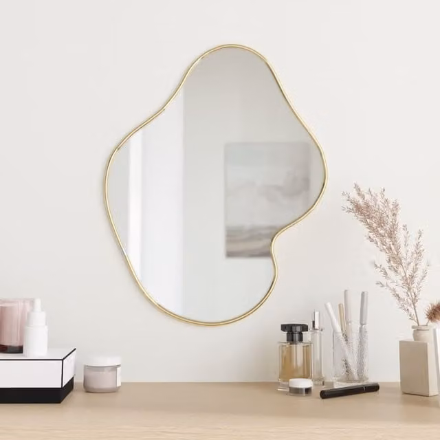 Berkfield Home Minimalist Rectangular Wall Mirror in Gold, W: 50 cm, H: 40 cm – 1