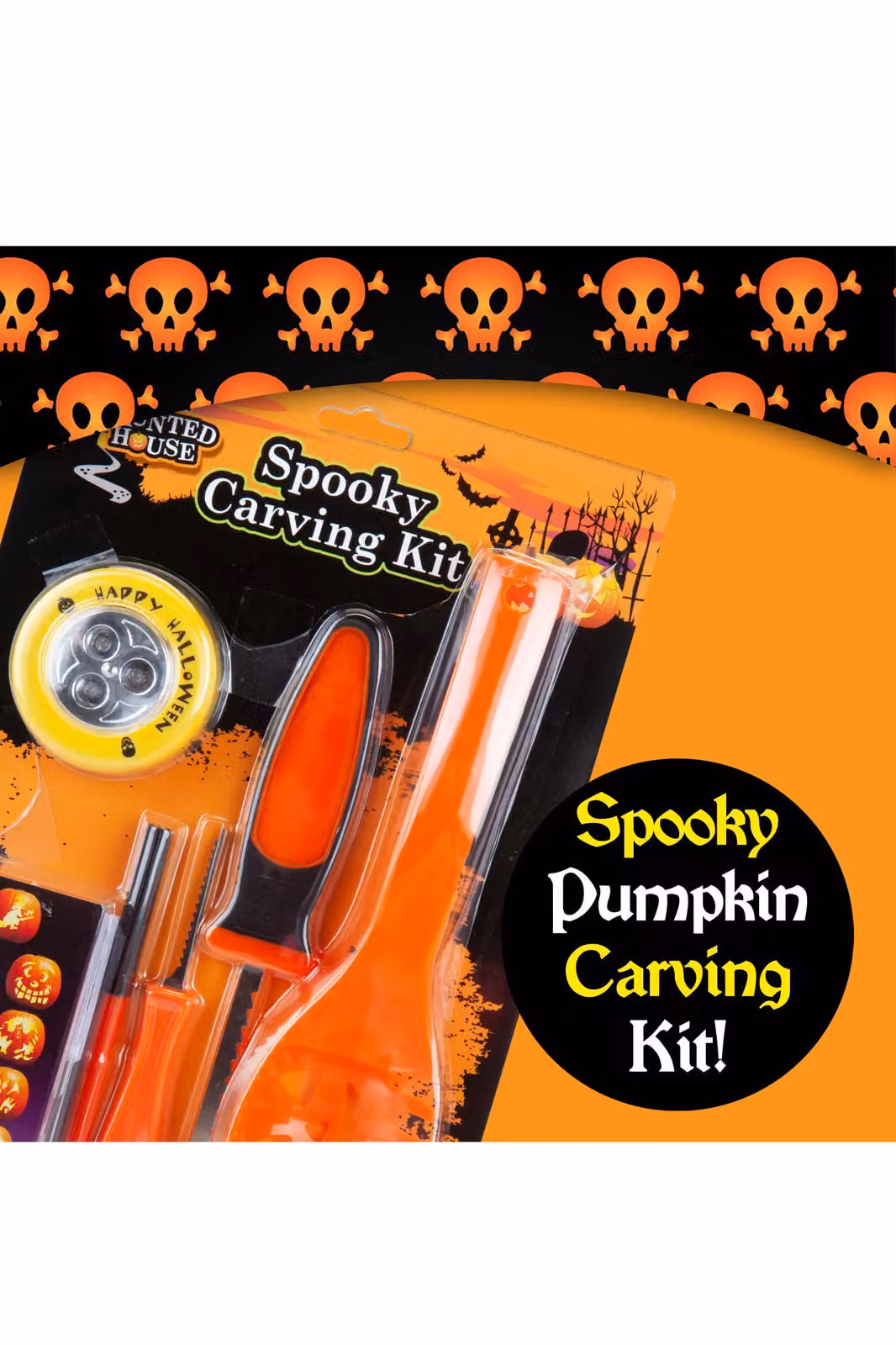 VFM e-Store Halloween Pumpkin Carving Set and Stencils in Orange – 2