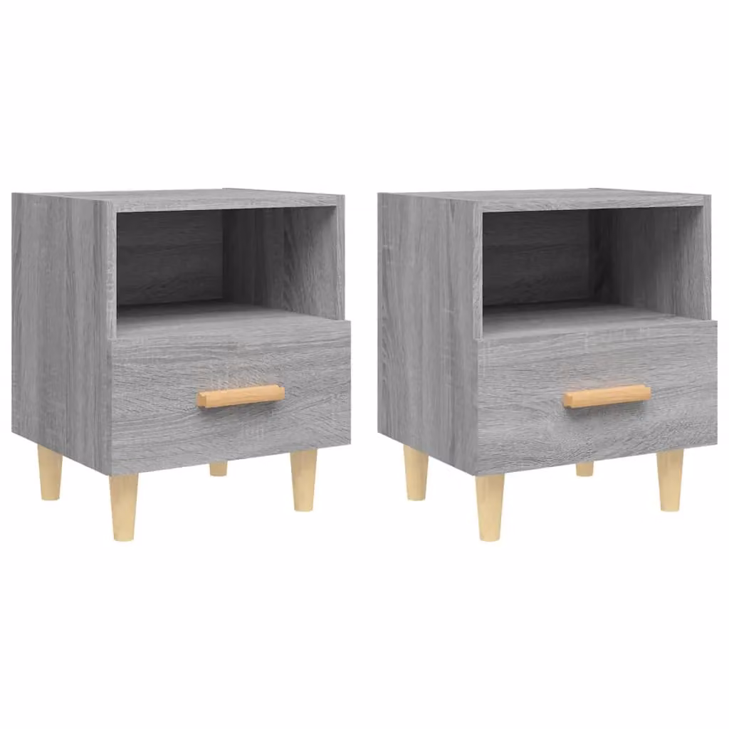 Berkfield Home Set of 2 Bedside Cabinets in Grey Sonoma, W: 40 cm, D: 35 cm, H: 47 cm – 2