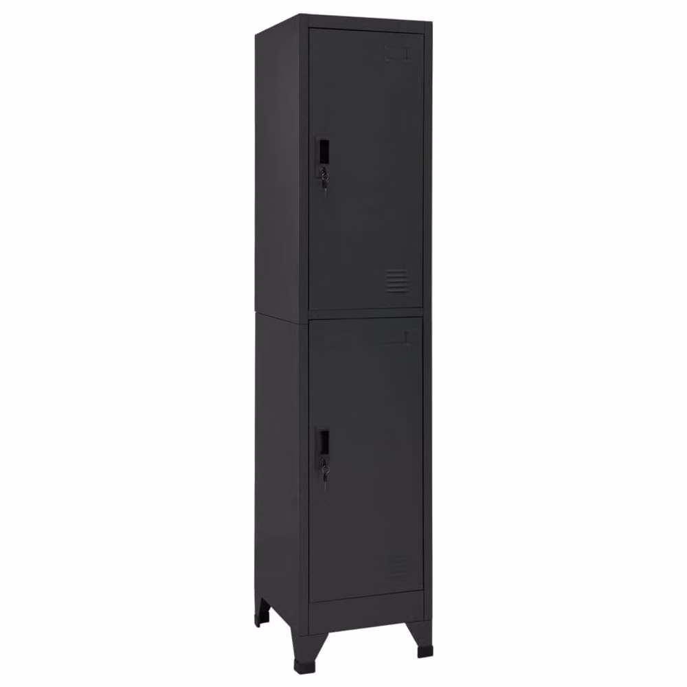 Berkfield Home Anthracite and Black Steel Locker Cabinet with Hinged Doors and Hanging Rod, W/D/H: 38 x 45 x 180 cm – 2