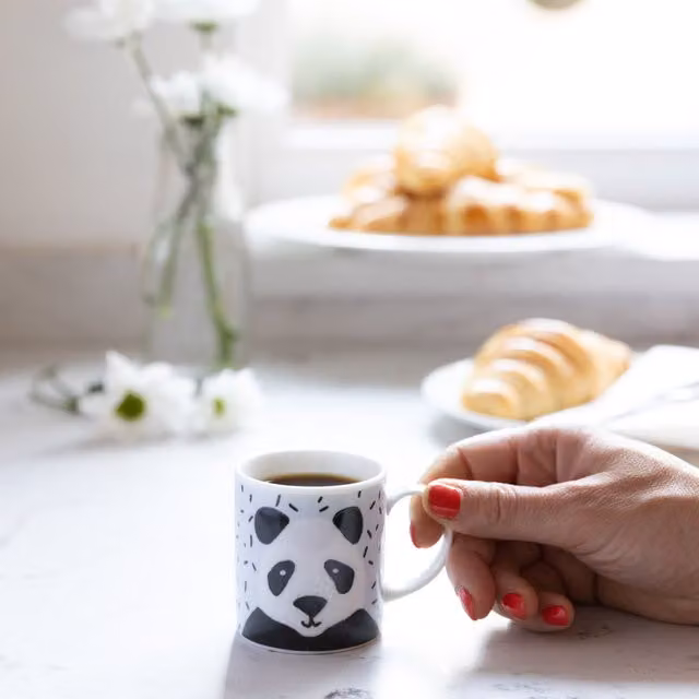 Kitchencraft Set of 6 Panda Espresso Cups in White Porcelain