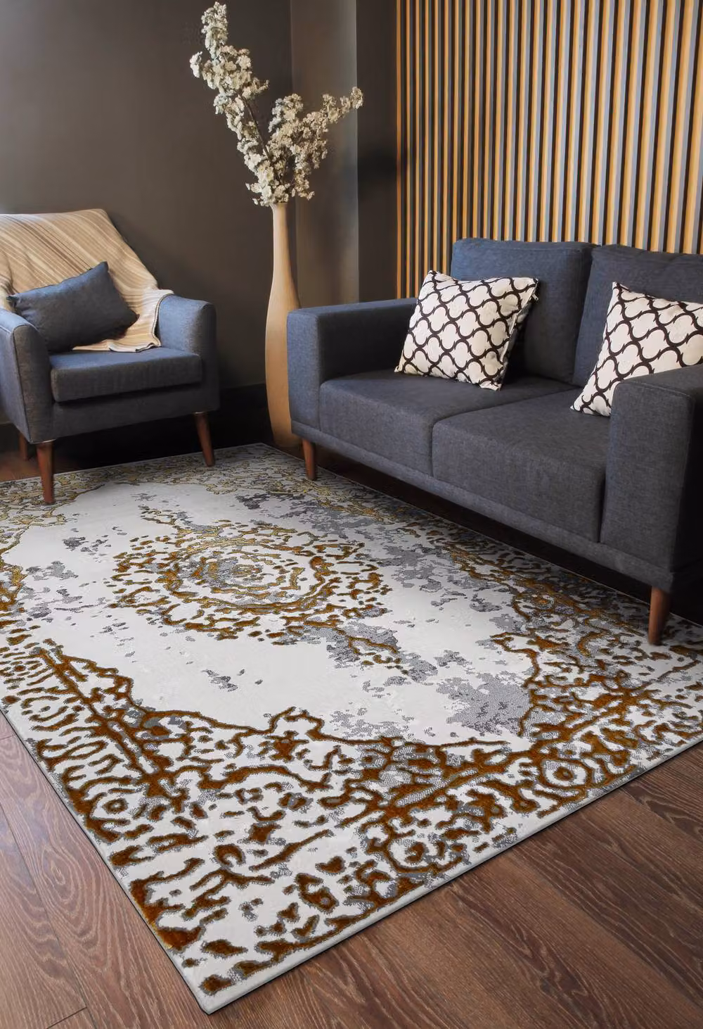 RugsX Allure Gold Geometric Modern Rectangular Rug W: 180 cm, D: 270 cm – 3