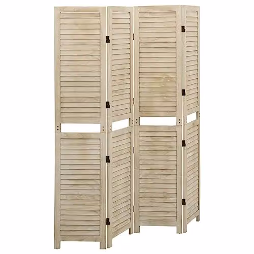 vidaXL 4-Panel Vintage Paulownia Wood Room Divider, Brown/Beige, W/H: 140 x 165 cm – 1