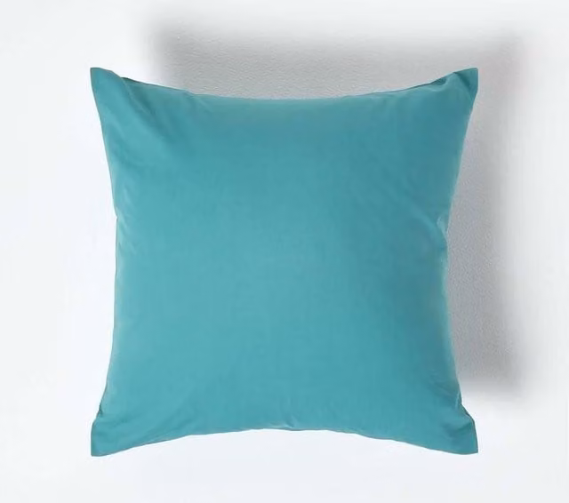 Homescapes Petrol Blue Egyptian Cotton Percale Pillowcase with Zip, W/D/H: 40 x 40 cm, 200 TC