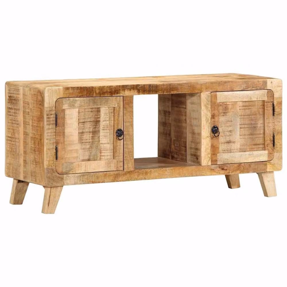 Berkfield Home Rustic Solid Mango Wood TV Cabinet in Brown, W: 105 cm, D: 46 cm, H: 32 cm – 2