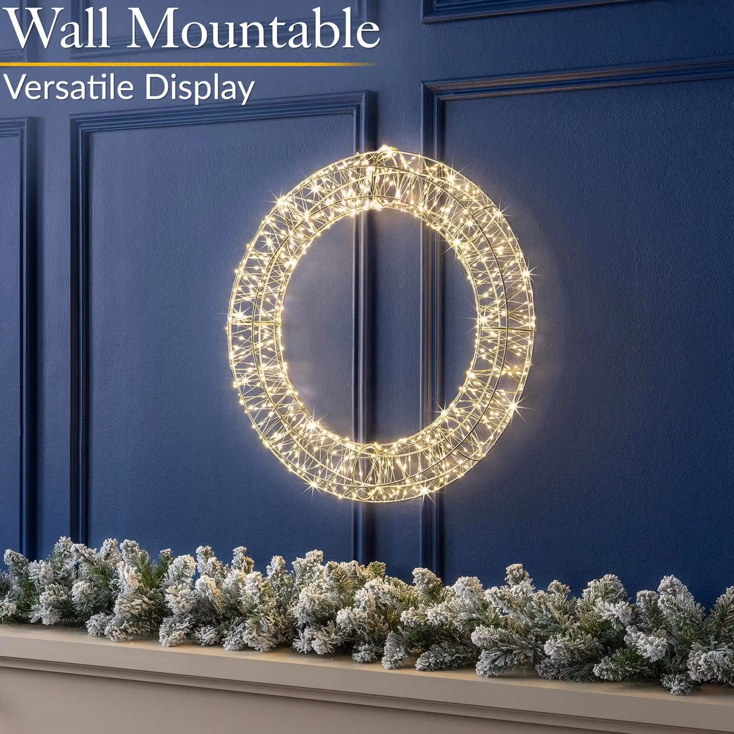 Christow LED Christmas Wreath Decoration in White with Warm White Lights, Diameter: 38 cm – 3