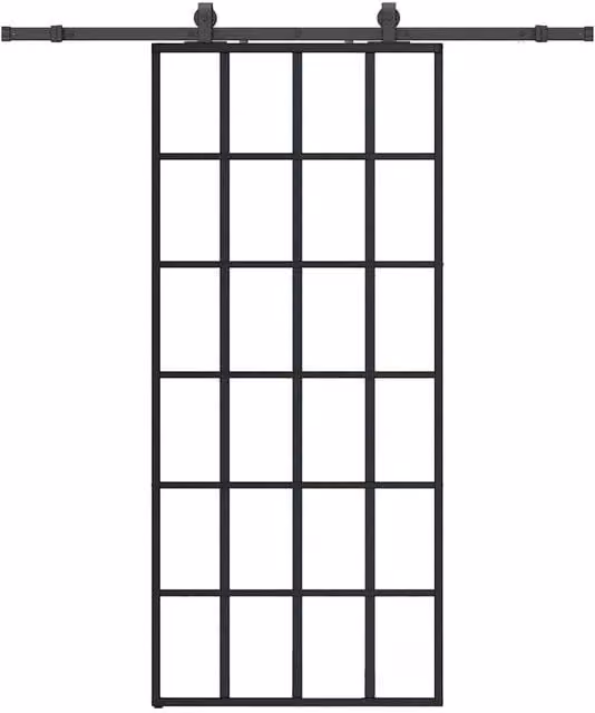 Berkfield Home Modern Sliding Glass Door with Hardware Set in Black, W: 90 cm, H: 205 cm