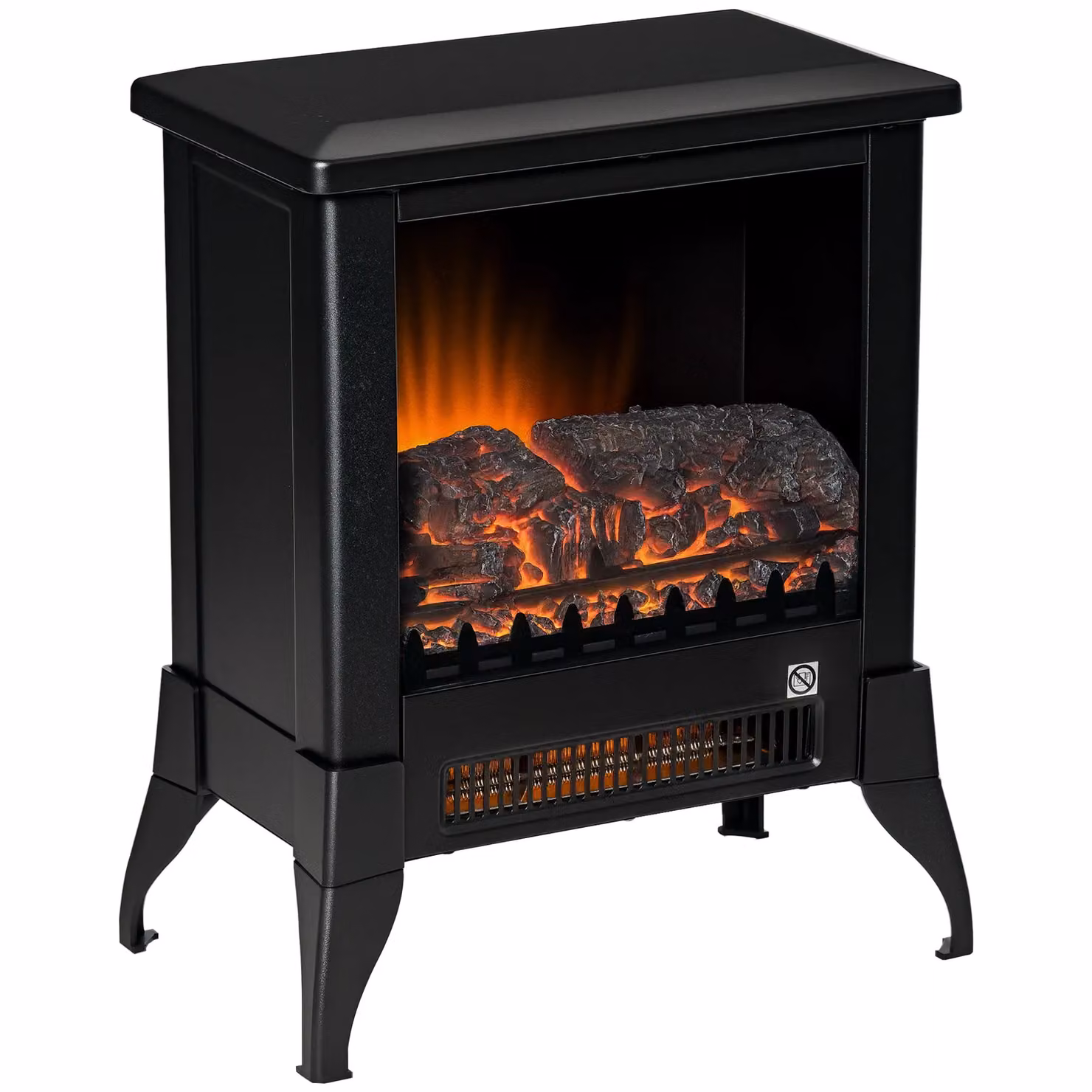 HOMCOM Freestanding Electric Fireplace Stove with Flame Effect and Overheat Protection in Black – 2