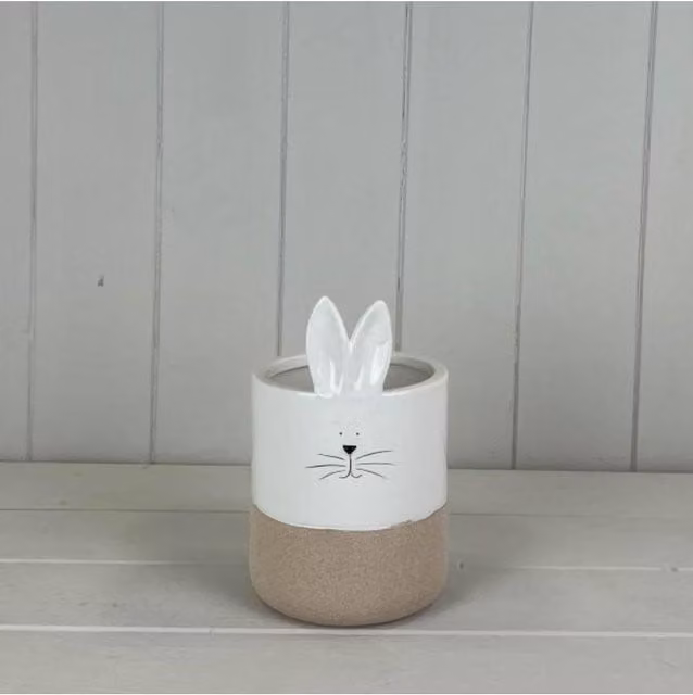 KDMD Whimsical White Ceramic Rabbit Pot