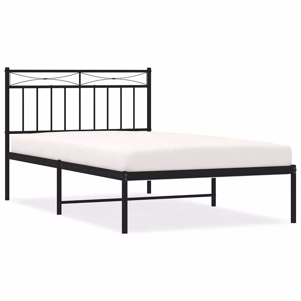 Berkfield Home Metal Bed Frame with Headboard in Black W/D/H: 100 x 200 x 91 cm – 2