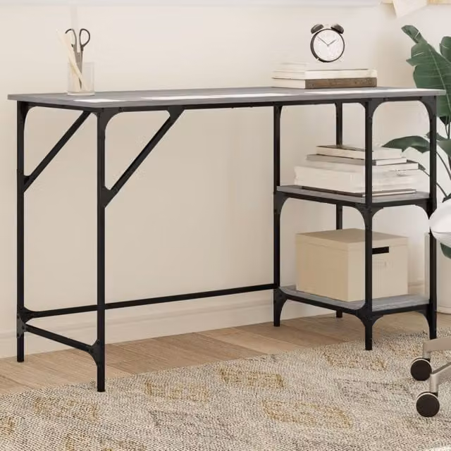 Berkfield Home Computer Desk in Grey Sonoma, W/D/H: 120 x 50 x 75 cm