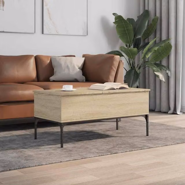 Berkfield Home Sonoma Oak Coffee Table in Brown, W/D/H: 100 x 50 x 45 cm