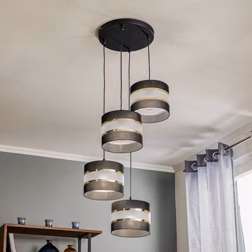 Netlighting Helen Cluster Pendant Ceiling Light in Black and Gold/Brass, Diameter: 35 cm – 2