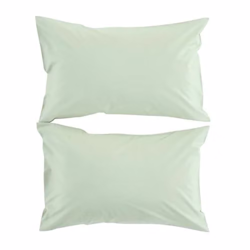 Christy Set of 2 Organic Cotton Percale Pillowcases, Green, W/H: 50 x 75 cm