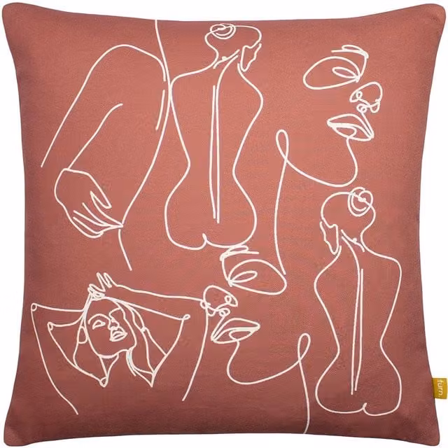 Furn Body Art Abstract Line Square Cushion in Red, 43 x 43 cm – 1