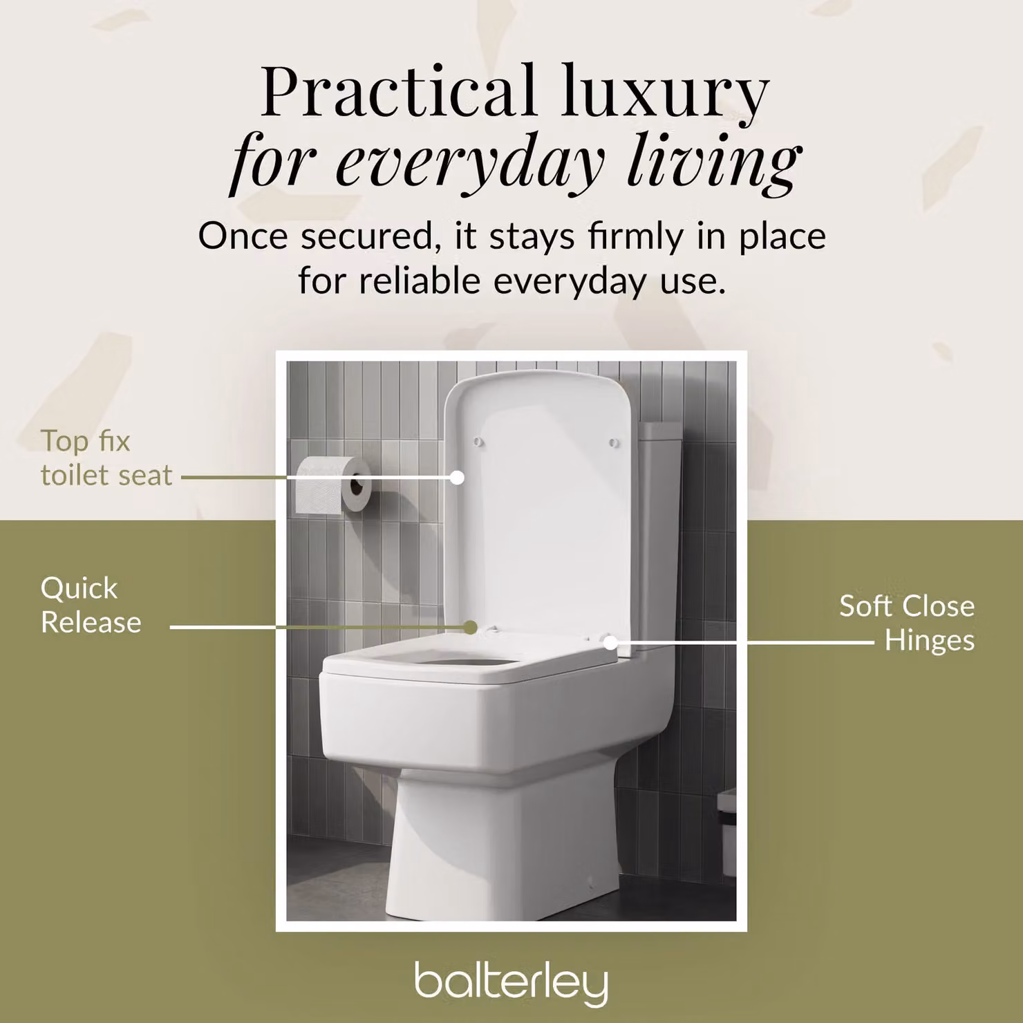 Balterley Square White Soft Close Top Fix Toilet Seat – 4