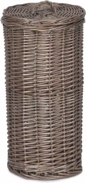 Red Hamper Freestanding Wicker Spare Roll Holder in Brown and Red
