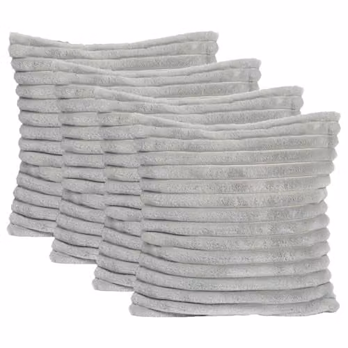 OHS Pack of 4 Ribbed Faux Fur Cushion Covers in Grey, W/D/H: 45 x 45 x 45 cm
