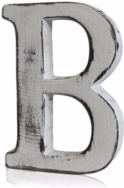KDMK Handcrafted Shabby Chic Wooden Alphabet Letter B in White