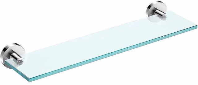 Cosmic Wall Mounted Glass and Metal Bathroom Shelf Organizer in Grey with Chrome Finish